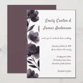 Invitation Purple Floral Botanical Wedding (Devant / Derrière)