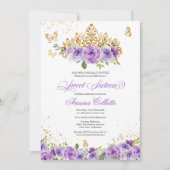 Invitation Purple Floral & Butterfly Sweet 16 Anniversaire (Devant)