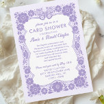 Invitation Purple Floral Card Shower by Mail Anniversary<br><div class="desc">This personalized anniversary card shower invitation is designed for hosting a shower by mail, inviting family and friends to send anniversary cards to a special couple celebrating a milestone wedding anniversary. The hand drawn design features a retro inspired Talavera style floral border frame with a detailed butterfly at the top,...</div>