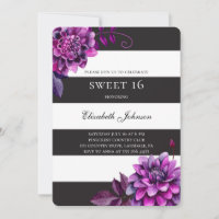 Purple floral doux 16. Anniversaire noir et blanc