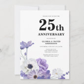 Invitation Purple Floral Élégant 25e anniversaire Mariage (Devant)
