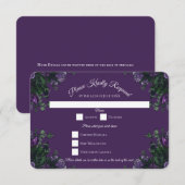 Invitation Purple Floral Élégant Mariage gothique (Devant / Derrière)