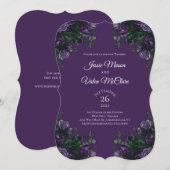 Invitation Purple Floral Élégant Mariage gothique (Devant / Derrière)