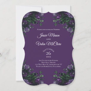 Invitation Purple Floral Élégant Mariage gothique