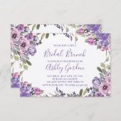 Invitation Purple Floral Élégant Script Bridal Brunch (Devant / Derrière)