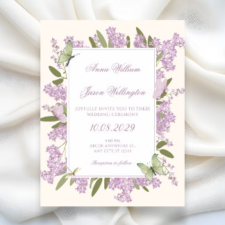 Invitation Purple floral elegant wedding