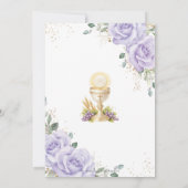 Invitation Purple Floral First Holy Communion Gold Chalice (Dos)
