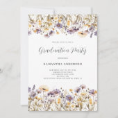 Invitation Purple Floral Fleur sauvage Graduation Party (Devant)