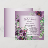 Invitation Purple Floral Geometric Greenery Bridal Shower (Devant / Derrière)
