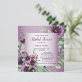 Invitation Purple Floral Geometric Greenery Bridal Shower (Debout devant)