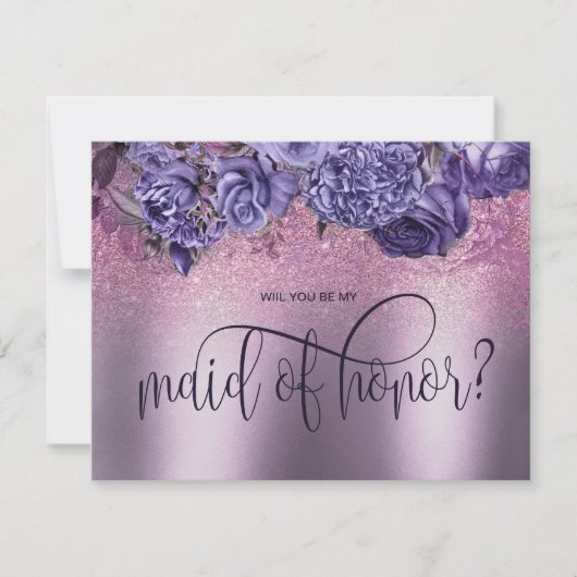 Invitation Purple Floral Gothic serez-vous ma servante d'honn (Devant)