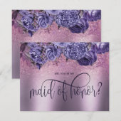 Invitation Purple Floral Gothic serez-vous ma servante d'honn (Devant / Derrière)