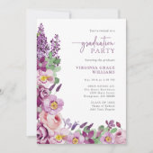 Invitation Purple Floral Graduation Party (Devant)
