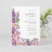 Invitation Purple Floral Graduation Party (Debout devant)