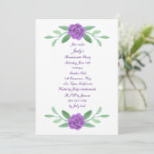 Invitation Purple Floral Green Foliage Bachelorette Party (Debout devant)