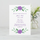 Invitation Purple Floral Green Foliage Engagement (Debout devant)