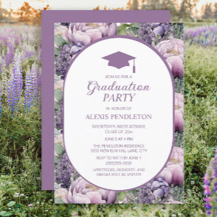 Invitation Purple Floral Lycée Cap Graduation