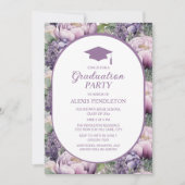 Invitation Purple Floral Lycée Cap Graduation (Devant)