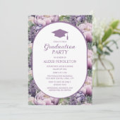 Invitation Purple Floral Lycée Cap Graduation (Debout devant)