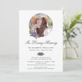 Invitation Purple Floral Memorial Service funéraire Photo (Debout devant)