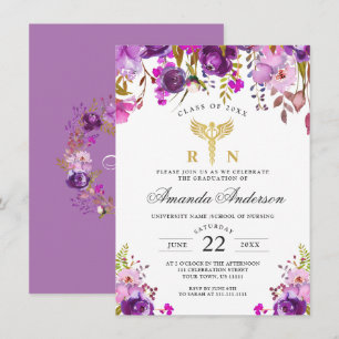 Invitation Purple Floral Modernisation de l'école de soins in