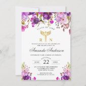 Invitation Purple Floral Modernisation de l'école de soins in (Devant)