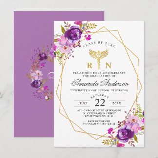 Invitation Purple Floral Modernisation de l'école de soins in