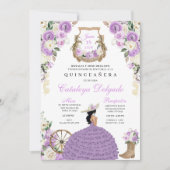 Invitation Purple Floral Ouest Mariachi Charro Quinceañera (Devant)
