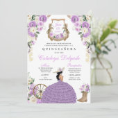 Invitation Purple Floral Ouest Mariachi Charro Quinceañera (Debout devant)