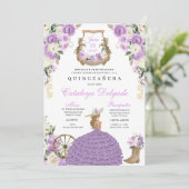 Invitation Purple Floral Ouest Mariachi Charro Quinceañera (Debout devant)