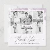Invitation Purple Floral Photo Collage Mariage Merci (Devant)