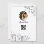Invitation Purple Floral Photo QR Code Wedding (Dos)