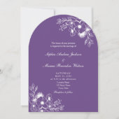 Invitation Purple Floral QR Code Wedding (Devant)