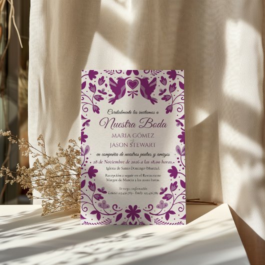 Invitation Purple Floral Romantic Aesthetic Spanish Wedding