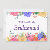 Invitation Purple Floral Serez-Vous Ma Proposition De Femme D (Devant)