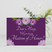 Invitation Purple Floral Serez-vous mon maître d'honneur ? (Debout devant)