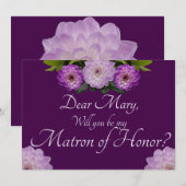 Invitation Purple Floral Serez-vous mon maître d'honneur ? (Devant / Derrière)