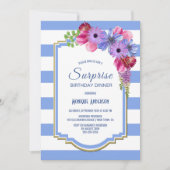 Invitation Purple Floral Surprise Anniversaire Dîner (Devant)