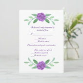 Invitation Purple Floral Vert Feuillage Mariage Réponse (Debout devant)