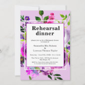 Invitation Purple Floral Wedding Rehearsal (Devant)