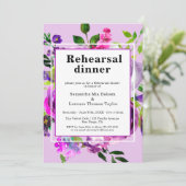 Invitation Purple Floral Wedding Rehearsal (Debout devant)