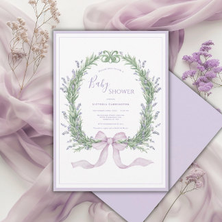 Invitation Purple Floral Whimsical Vintage Baby Shower
