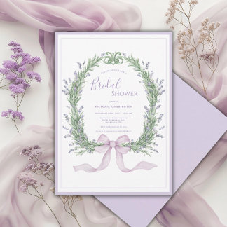 Invitation Purple Floral Whimsical Vintage Bridal Shower