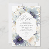 Invitation Purple Flowers Frame Elegant Floral Baptism (Devant)