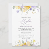 Invitation Purple Flowers, Yellow Flowers, Boho, Baptism (Devant)