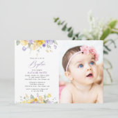 Invitation Purple Flowers, Yellow Flowers, Boho, Baptism (Debout devant)