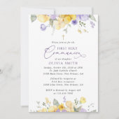 Invitation Purple Flowers, Yellow Flowers, First Communion (Devant)