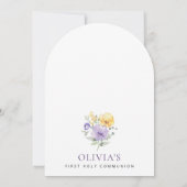 Invitation Purple Flowers, Yellow Flowers, First Communion (Dos)