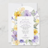 Invitation Purple Flowers, Yellow Flowers, First Communion (Devant)