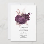 Invitation Purple foncé et Rose or Fête des mariées florale (Devant)